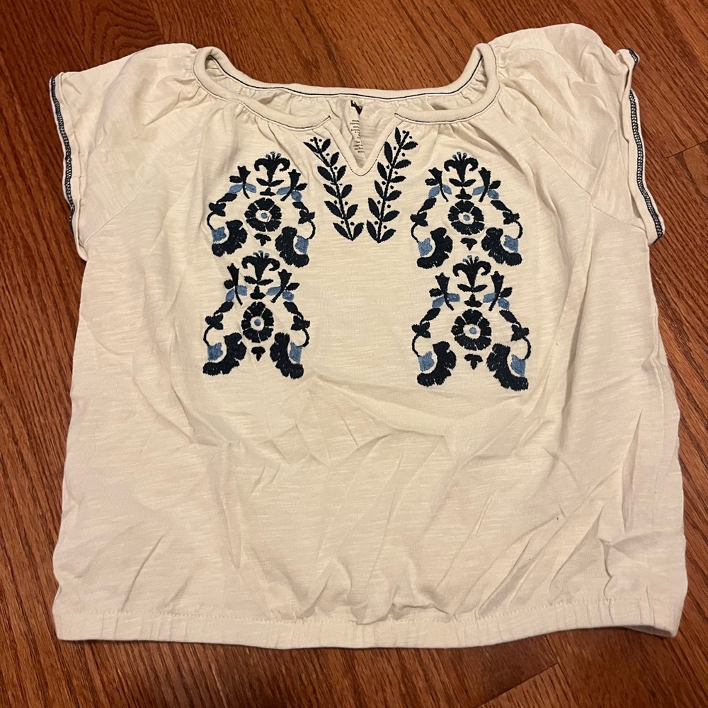 Embroidered Cream and Blue kids Top